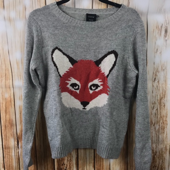 cliche’ Sweaters - Wool Gray Fox Sweater Size:M